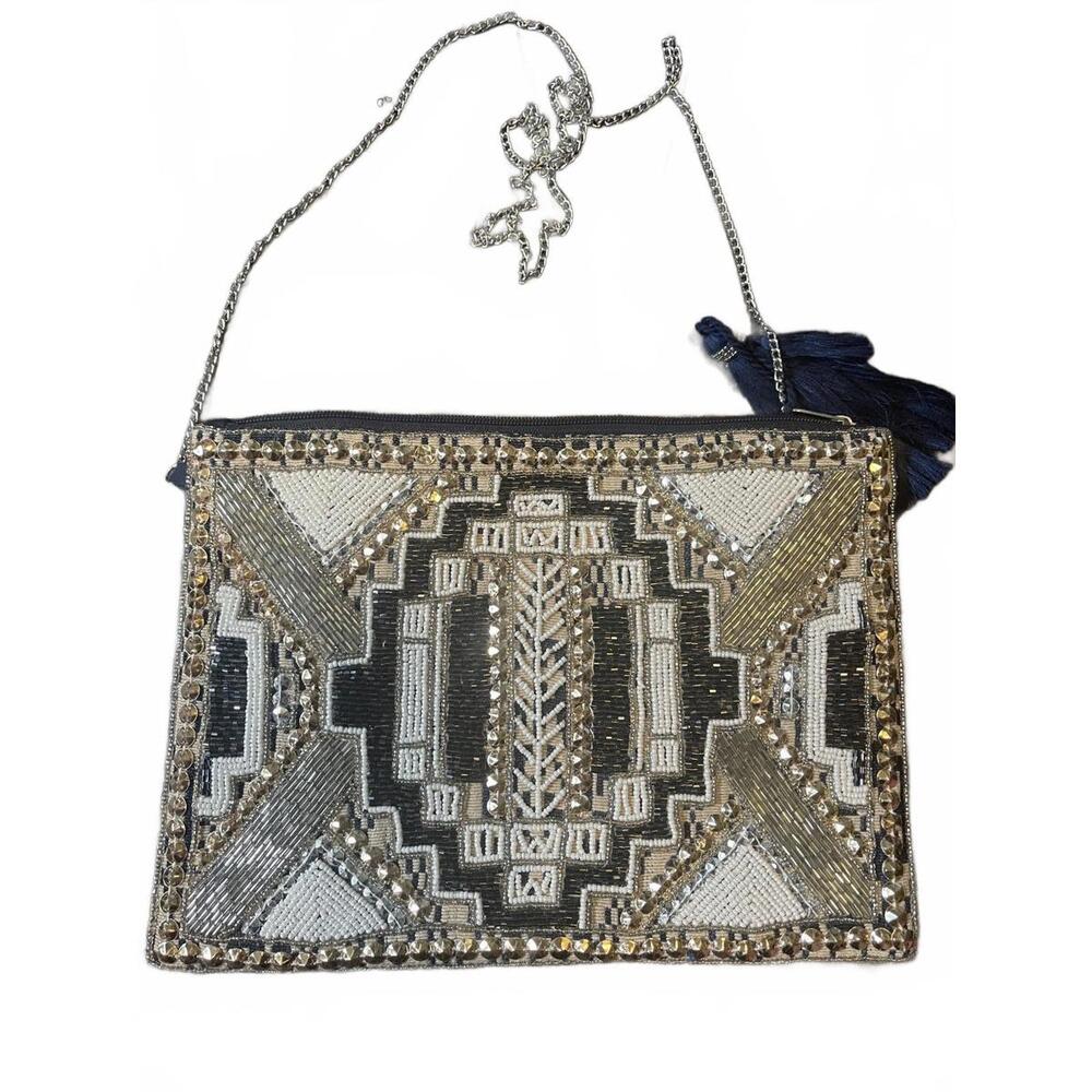 Roller rabbit glass beaded purse